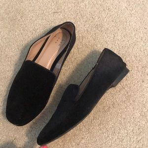 Black suede loafers